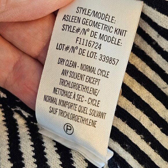 Theory Medium Stripe Blue White Stripe Jacket Asleen Geometric Knit Zip Blazer - Picture 7 of 11